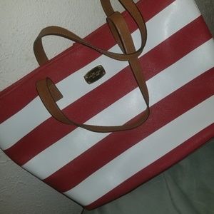 Michael Kors Red and White Oversided purse